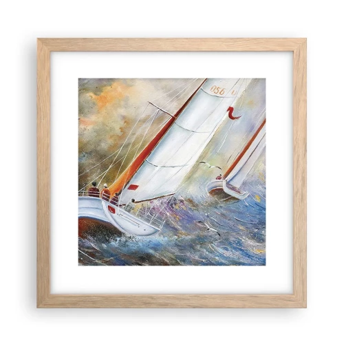 Poster in light oak frame - Running on the Waves - 30x30 cm