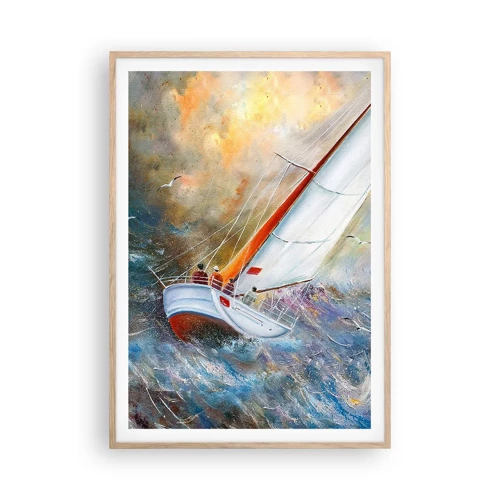 Poster in light oak frame - Running on the Waves - 70x100 cm