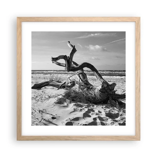 Poster in light oak frame - Seaside Sculpture - 40x40 cm