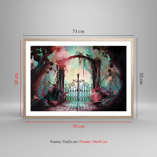 Poster in light oak frame - Secret Garden - 70x50 cm