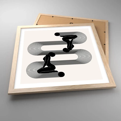 Poster in light oak frame - Sensual Symmetry - 40x40 cm