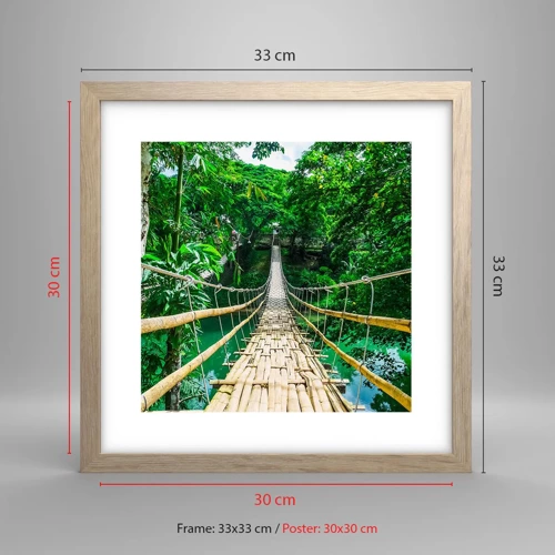 Poster in light oak frame - Small Bridge over the Green - 30x30 cm