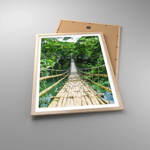 Poster in light oak frame - Small Bridge over the Green - 50x70 cm