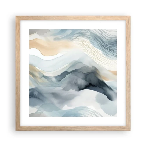 Poster in light oak frame - Snowy and Foggy Abstract - 40x40 cm