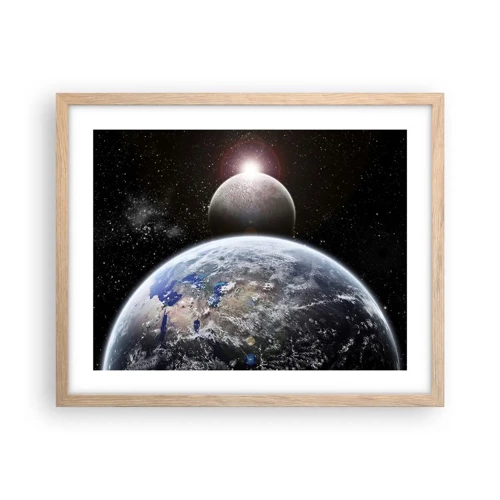 Poster in light oak frame - Space Landscape - Sunrise - 50x40 cm