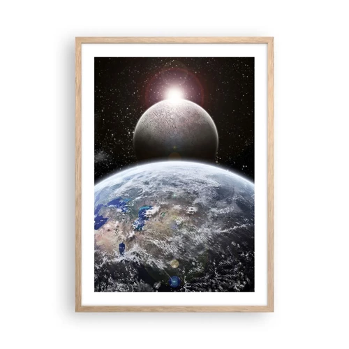Poster in light oak frame - Space Landscape - Sunrise - 50x70 cm