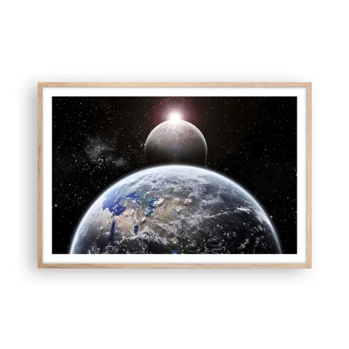 Poster in light oak frame - Space Landscape - Sunrise - 91x61 cm