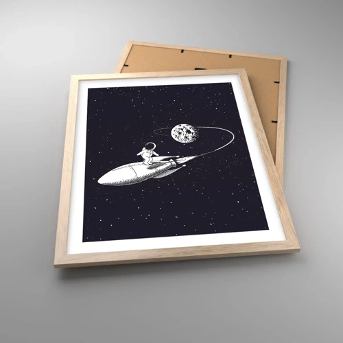 Poster in light oak frame - Space Surfer - 40x50 cm