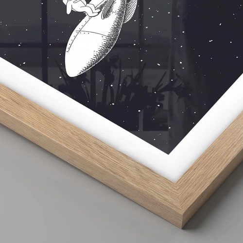 Poster in light oak frame - Space Surfer - 40x50 cm