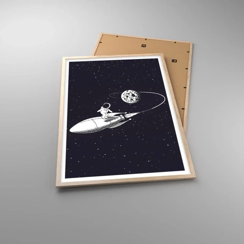 Poster in light oak frame - Space Surfer - 61x91 cm