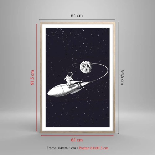 Poster in light oak frame - Space Surfer - 61x91 cm