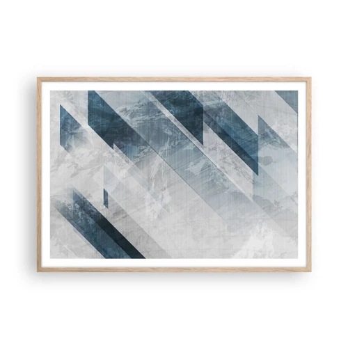 Poster in light oak frame - Spacial Composition - Movement of Greys - 100x70 cm