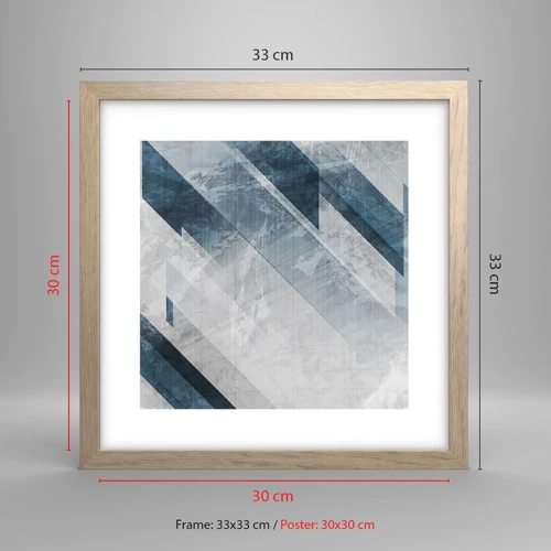 Poster in light oak frame - Spacial Composition - Movement of Greys - 30x30 cm