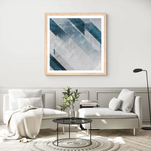 Poster in light oak frame - Spacial Composition - Movement of Greys - 30x30 cm