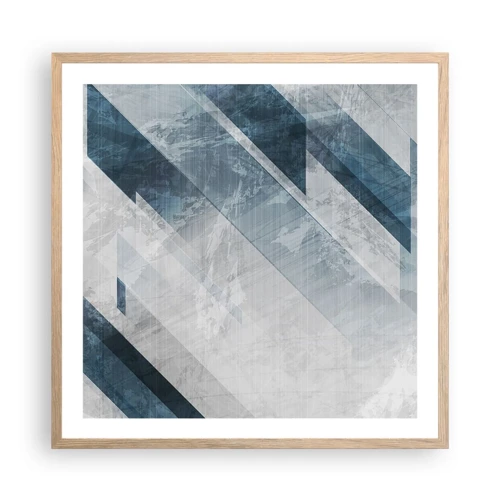Poster in light oak frame - Spacial Composition - Movement of Greys - 60x60 cm