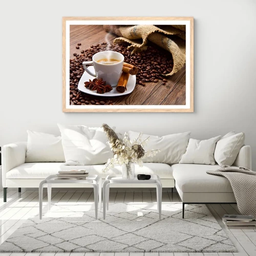 Poster in light oak frame - Spicy Flavour and Aroma - 100x70 cm
