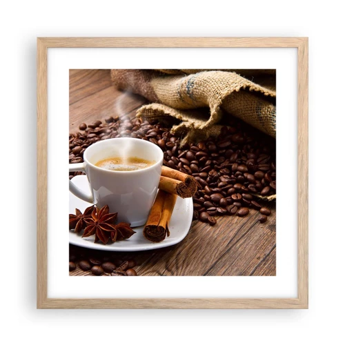 Poster in light oak frame - Spicy Flavour and Aroma - 40x40 cm