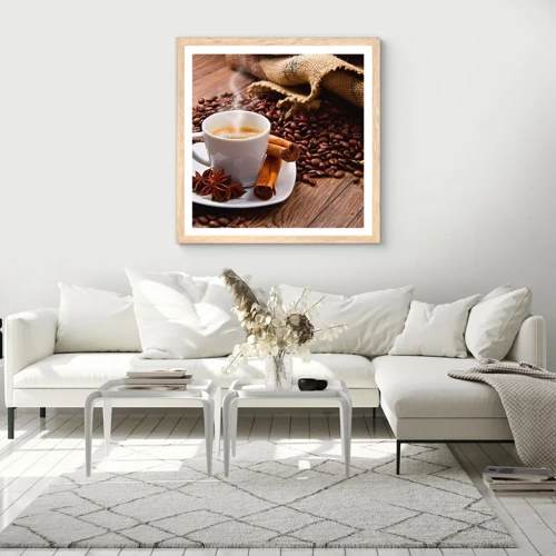 Poster in light oak frame - Spicy Flavour and Aroma - 40x40 cm