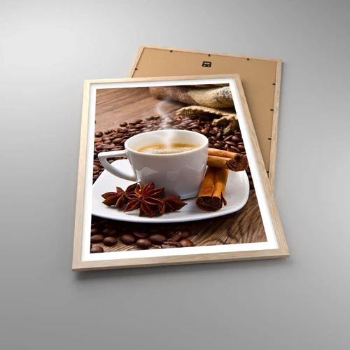 Poster in light oak frame - Spicy Flavour and Aroma - 50x70 cm