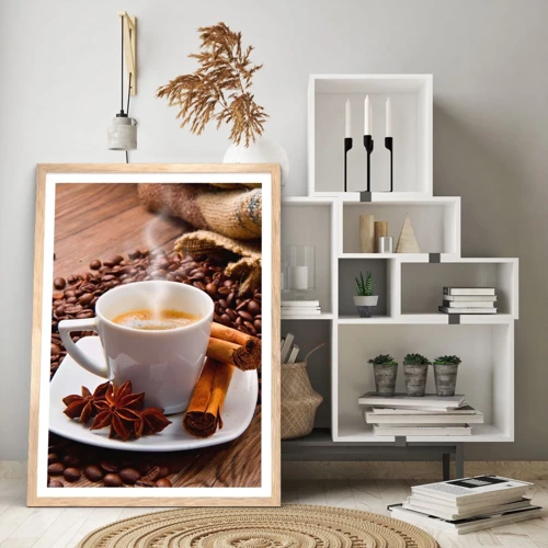 Poster in light oak frame - Spicy Flavour and Aroma - 70x100 cm