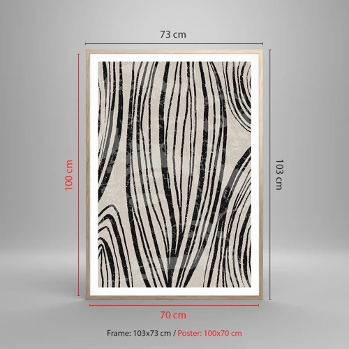 Poster in light oak frame - Spillover of Lines - 70x100 cm