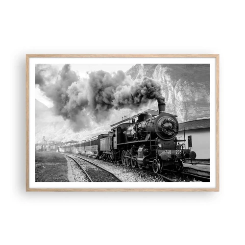 Poster in light oak frame - Standing at the Station... - 100x70 cm