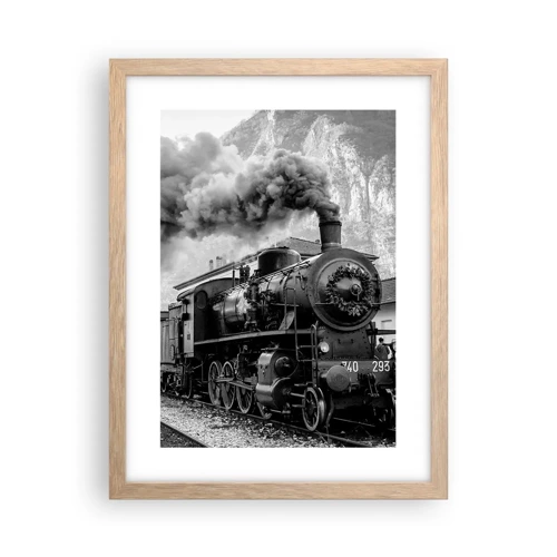 Poster in light oak frame - Standing at the Station... - 30x40 cm