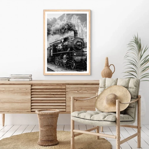 Poster in light oak frame - Standing at the Station... - 30x40 cm