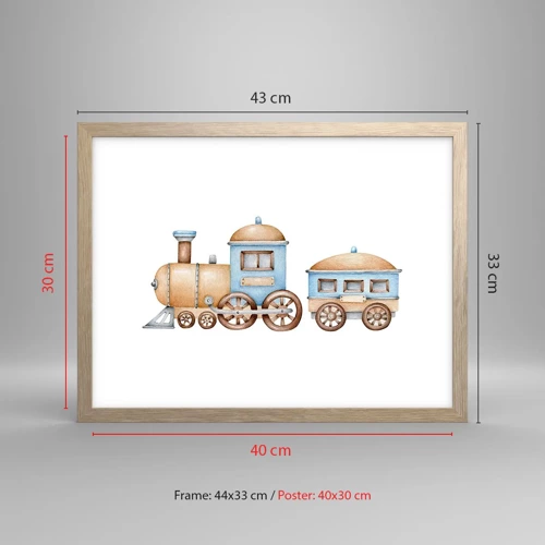 Poster in light oak frame - Standing at the Station… - 40x30 cm