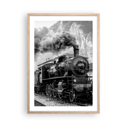 Poster in light oak frame - Standing at the Station... - 50x70 cm