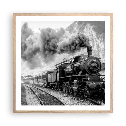 Poster in light oak frame - Standing at the Station... - 60x60 cm