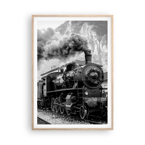 Poster in light oak frame - Standing at the Station... - 70x100 cm