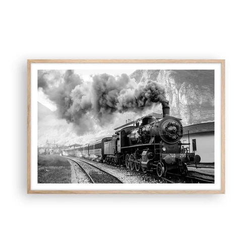 Poster in light oak frame - Standing at the Station... - 91x61 cm