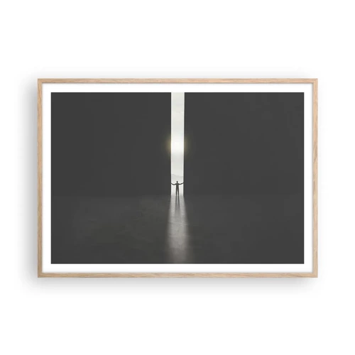 Poster in light oak frame - Step to Bright Future - 100x70 cm