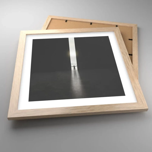 Poster in light oak frame - Step to Bright Future - 30x30 cm