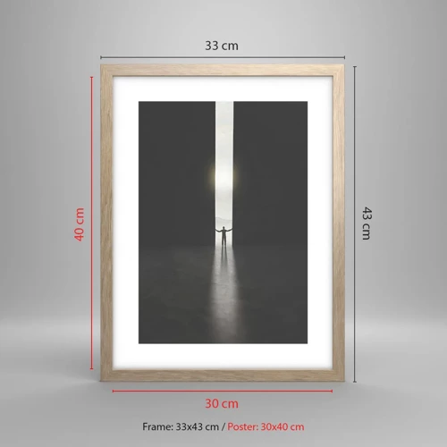 Poster in light oak frame - Step to Bright Future - 30x40 cm