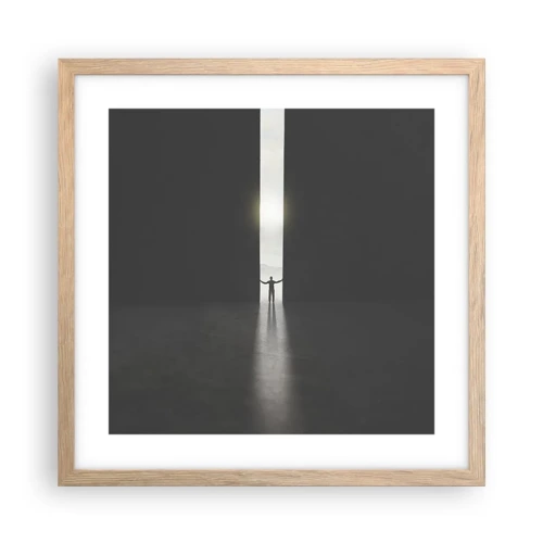 Poster in light oak frame - Step to Bright Future - 40x40 cm