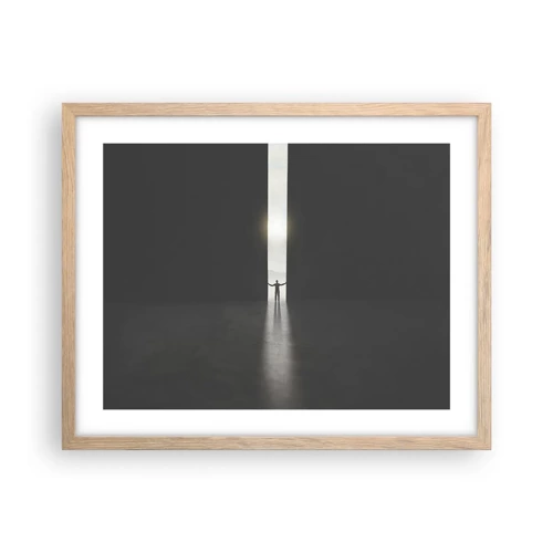 Poster in light oak frame - Step to Bright Future - 50x40 cm