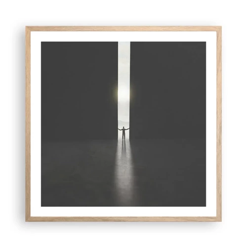 Poster in light oak frame - Step to Bright Future - 60x60 cm