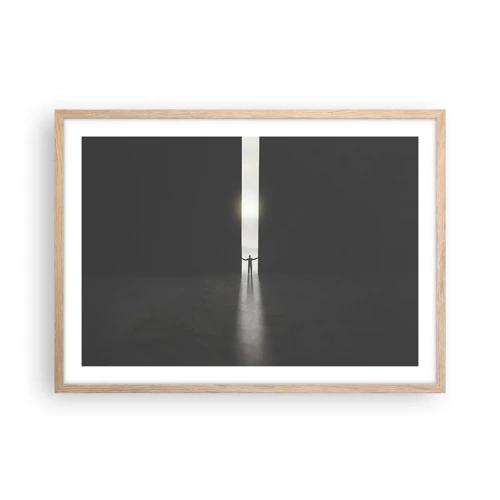 Poster in light oak frame - Step to Bright Future - 70x50 cm