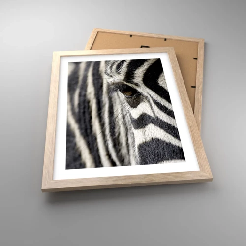 Poster in light oak frame - Striped Portrait - 30x40 cm