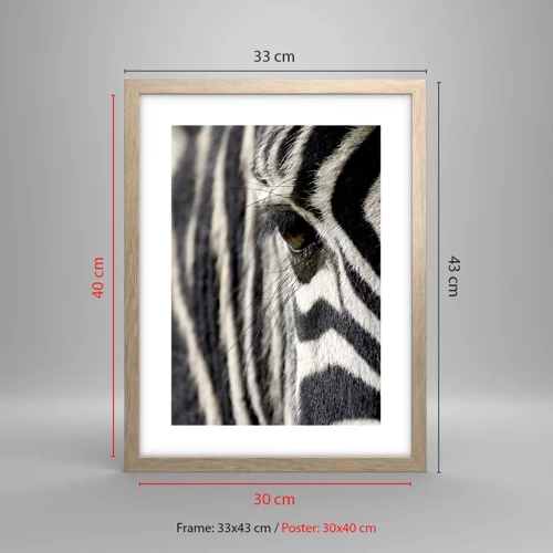 Poster in light oak frame - Striped Portrait - 30x40 cm