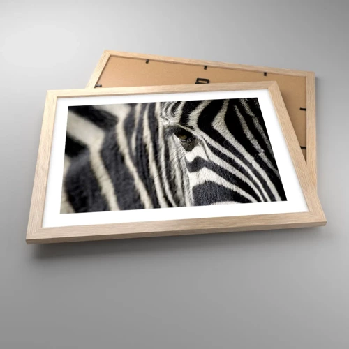 Poster in light oak frame - Striped Portrait - 40x30 cm