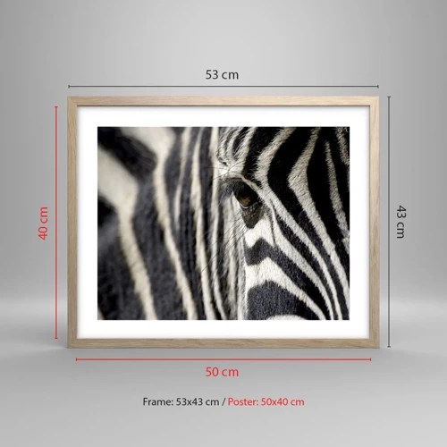 Poster in light oak frame - Striped Portrait - 50x40 cm