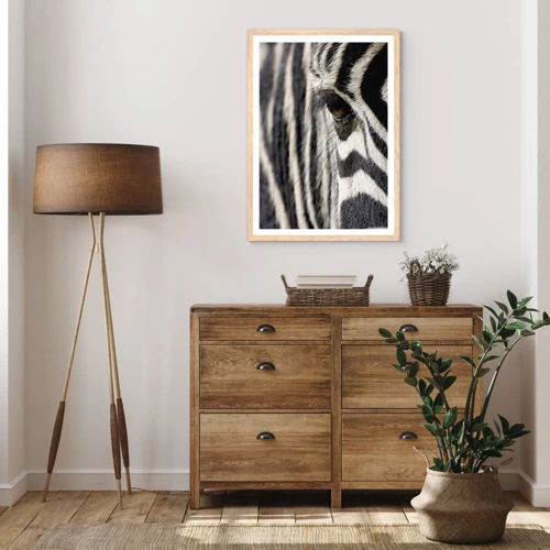 Poster in light oak frame - Striped Portrait - 61x91 cm