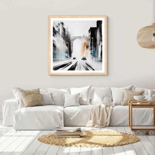 Poster in light oak frame - Study of a City: Architecture and Movement - 30x30 cm