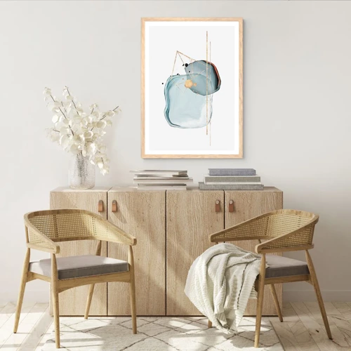 Poster in light oak frame - Study of a Raindrop - 30x40 cm