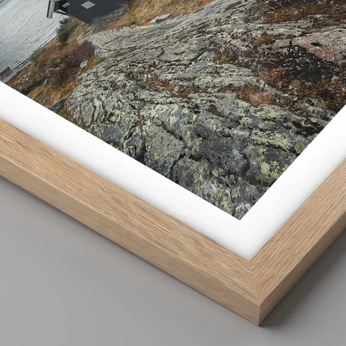 Poster in light oak frame - Summer House byt the Fjord - 70x100 cm