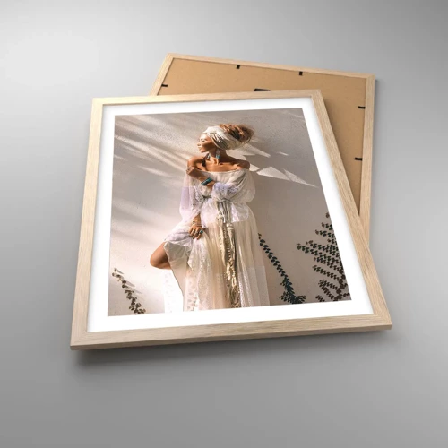 Poster in light oak frame - Sun and Girl - 40x50 cm