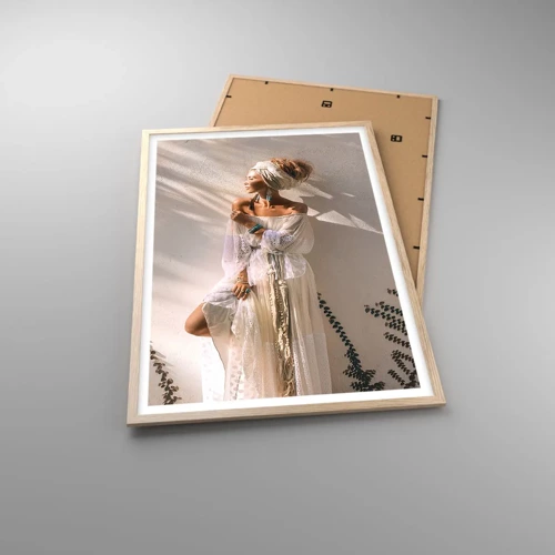 Poster in light oak frame - Sun and Girl - 61x91 cm